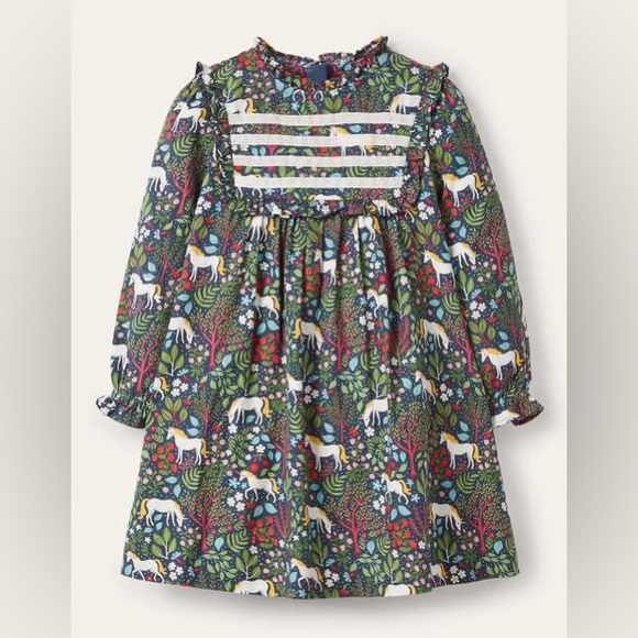 ❤️ SOLD ❤️ Mini Boden Nostalgic Ruffle Dress
In Stormy Blue Unicorn Tapestry - Picture 2 of 8